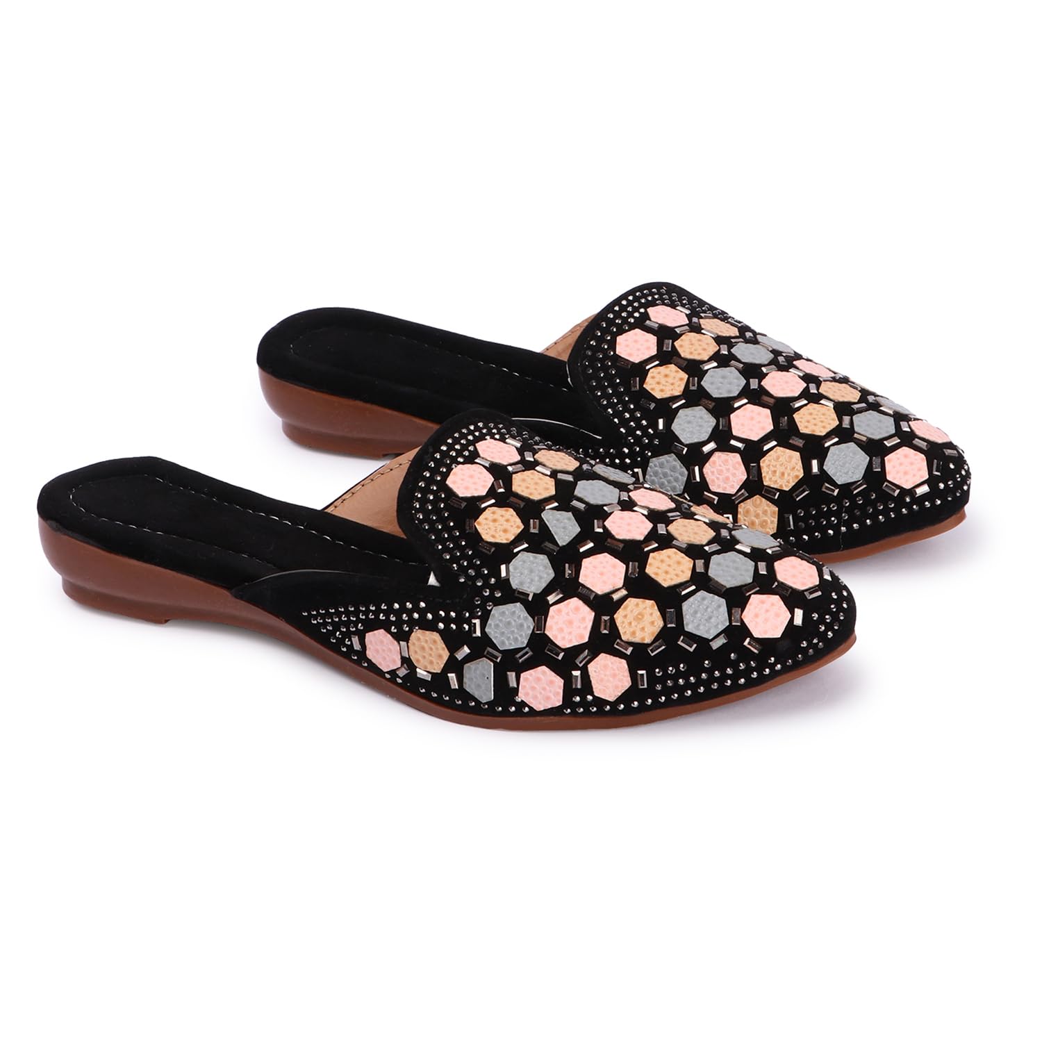 KKF Womens Casual Trendy Slip-On Mule Wedges Wedding Bally Jutti for Girls Shoes (Black) (B0CXXT9M1C) Amazon Price History, Amazon Price Tracker