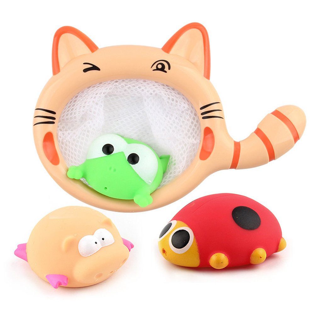 Skyeye Kitten Fishing Net Bathing Water Toy Set Pinch Water Spray Boy Girl Baby Shower Toy.