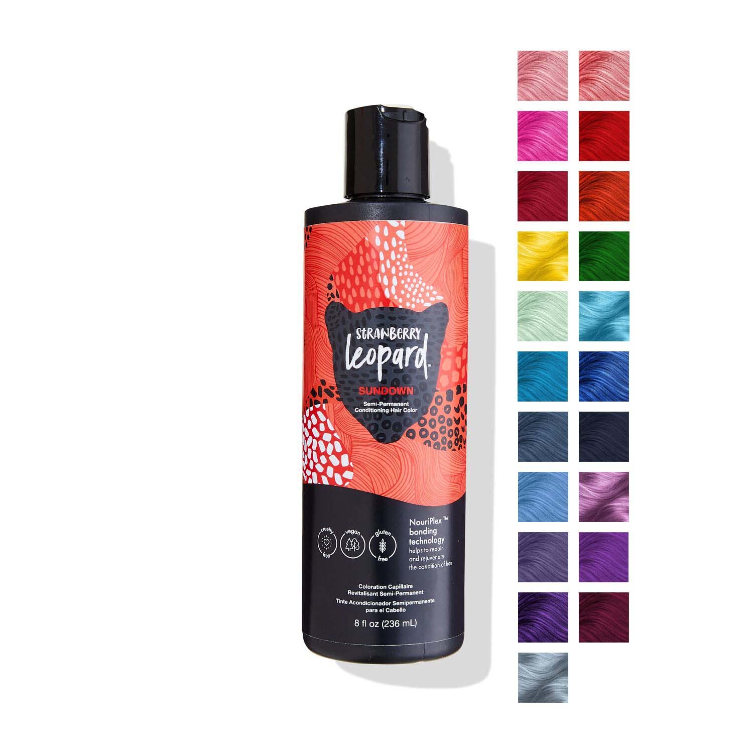 Strawberry Leopard Sundown Semi Permanent Conditioning Hair Color, Repairs and Rejuvenates Hair, All Hair Types and Textures, Vegan, CrueltyFree,