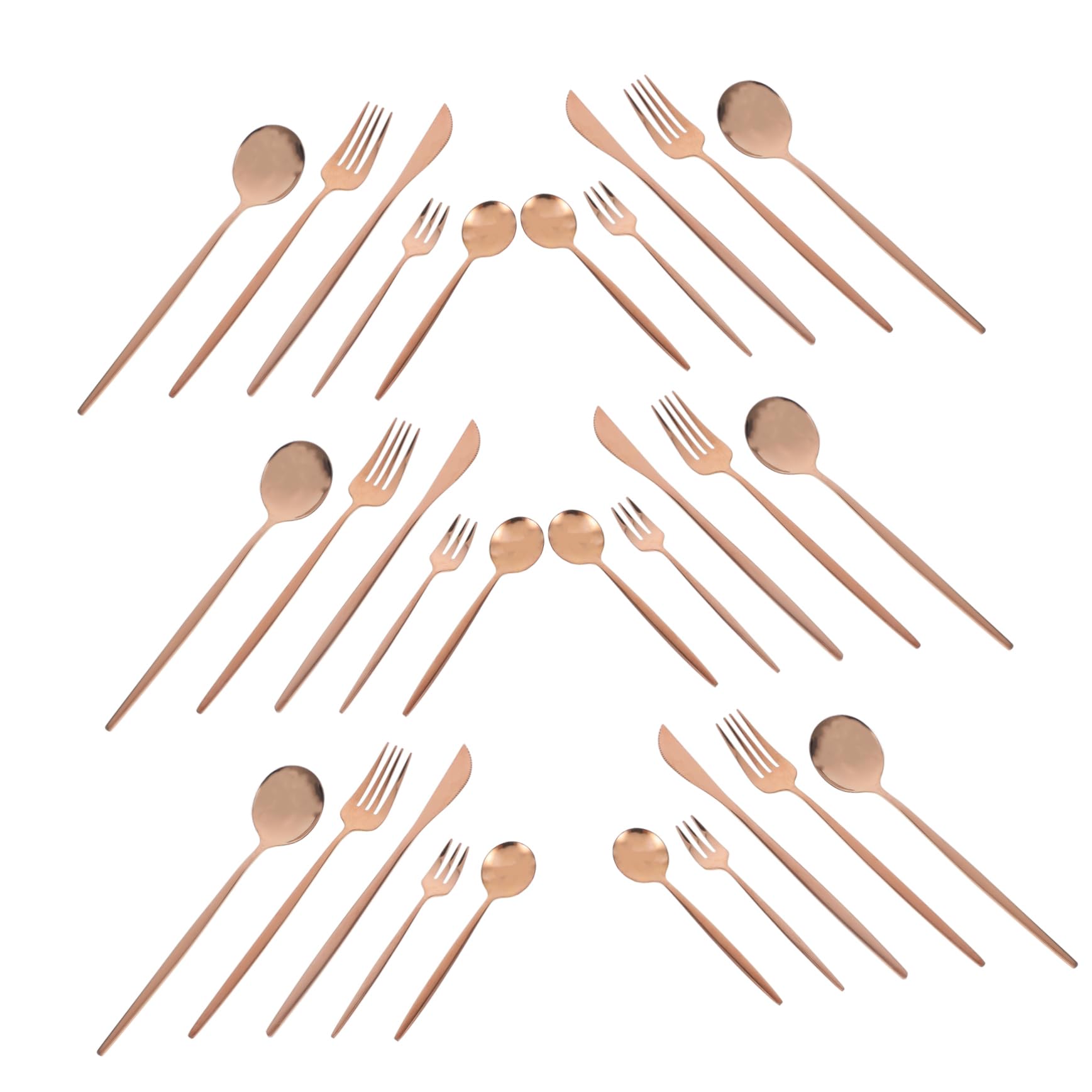 ABOOFAN 30piezas Cubertería Dorada Tenedores Cucharas y Vajilla Inoxidable Para Bodas y Fiestas