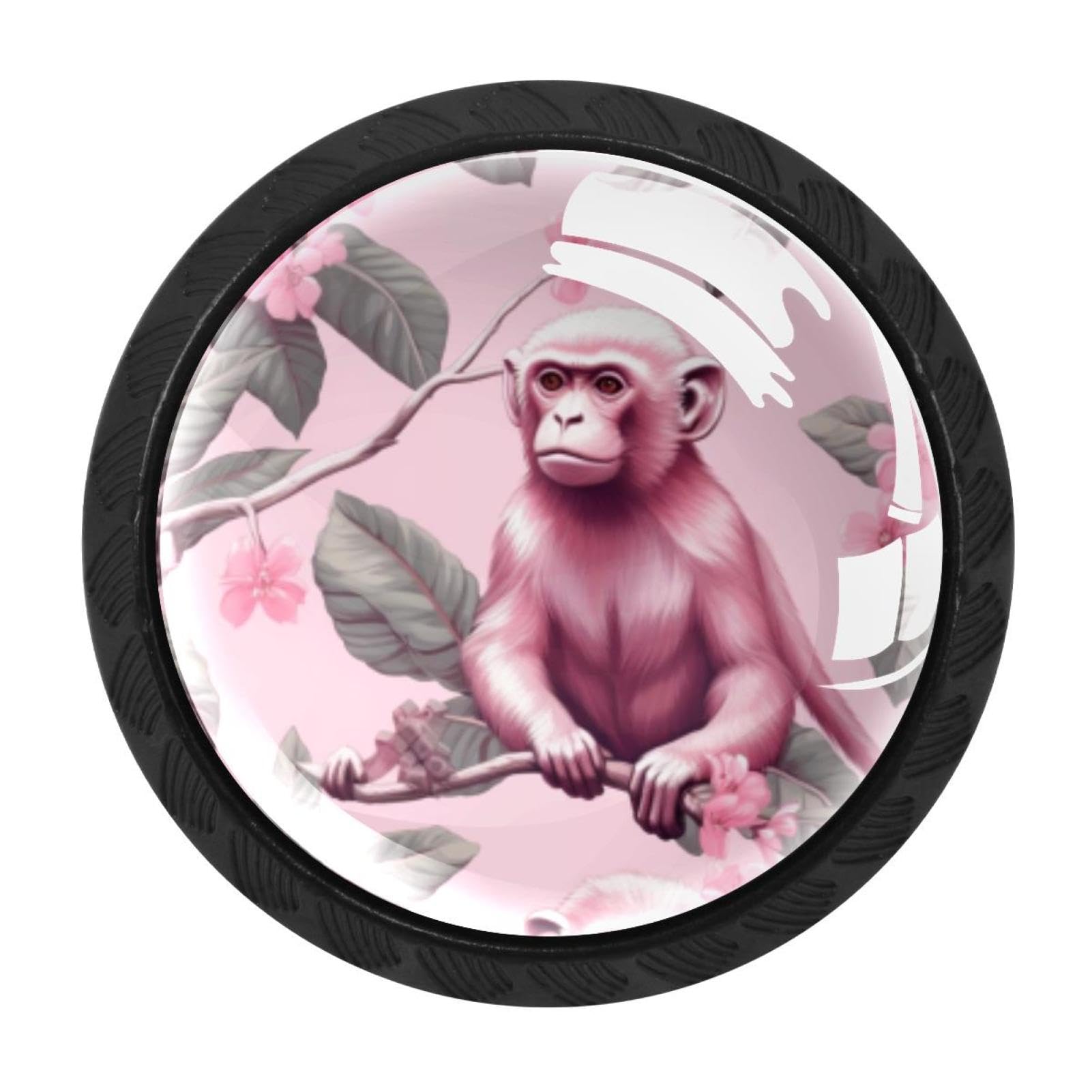 Chenzzzz Multicolored 06 4 Pack Black Pink Monkey Orangutan Kitchen Handles, Cabinet Pulls Hardware For Cupboard Drawer Knobs Dresser Pulls