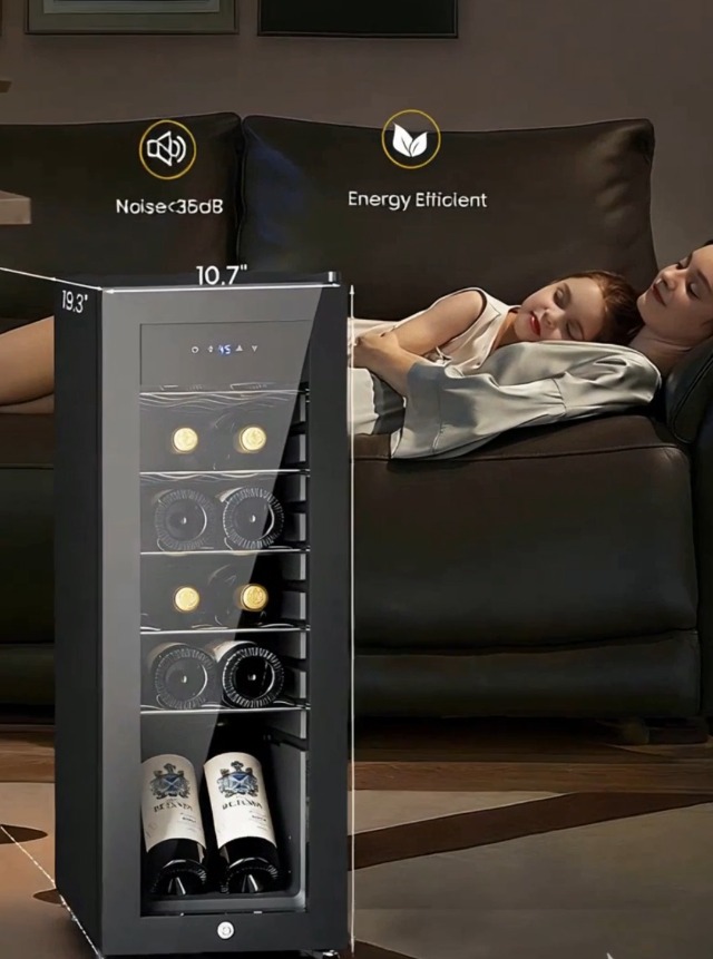 Image of Feelfunn 18 Bottle Compressor Wine Cooler Refrigerator - Freestanding Wine Fridge with Glass Door & Digital Temperature Control, Wine Refrigerator for Red, White, Champagne or Sparkling Wine, Black