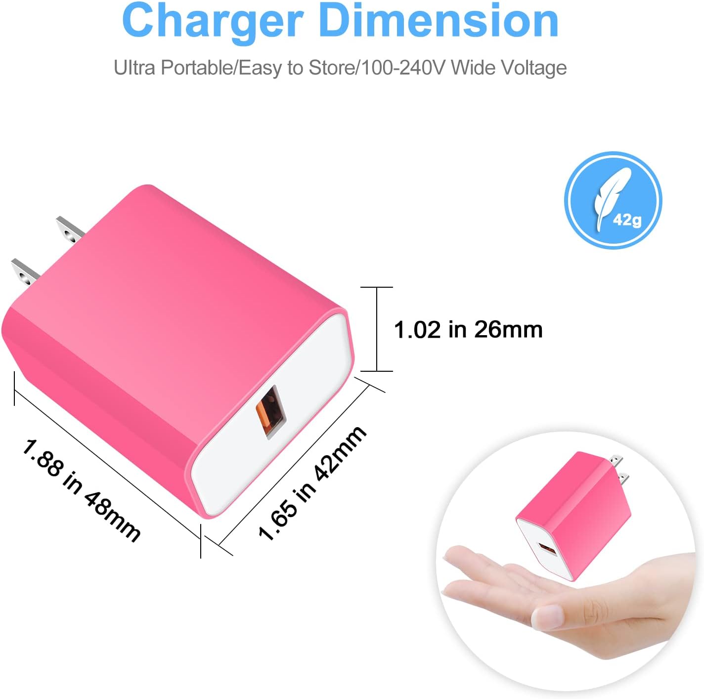 Adaptive Fast Charging Block USB Wall Charger Plug Travel Adapter Android Phone Charger for Samsung Galaxy A54 A34 S23 A14 A13 A53 S22 S21 S20 A23 A33,Google Pixel 7/7pro/6a, LG V60 Quick Charger