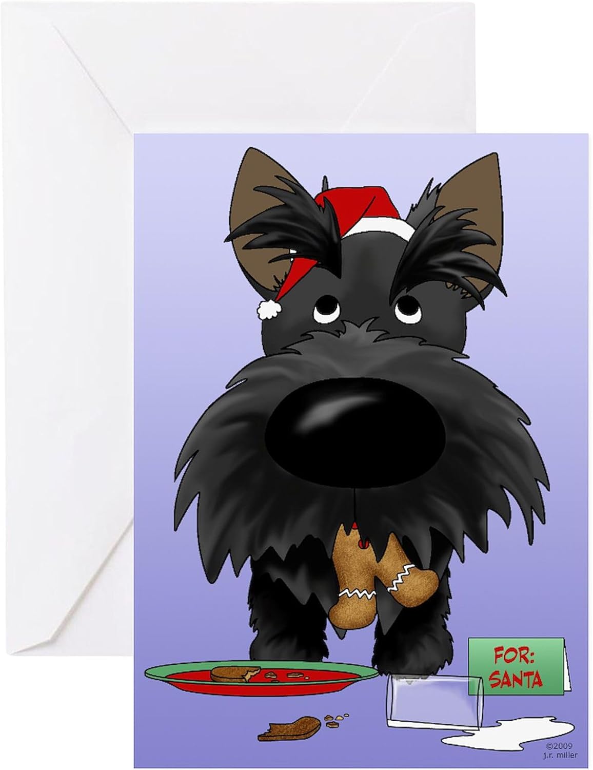 CafePress Scottie Santa's Cookies Greeting Card (20-pack), Note Card with Blank Inside, Birthday Card Glossy