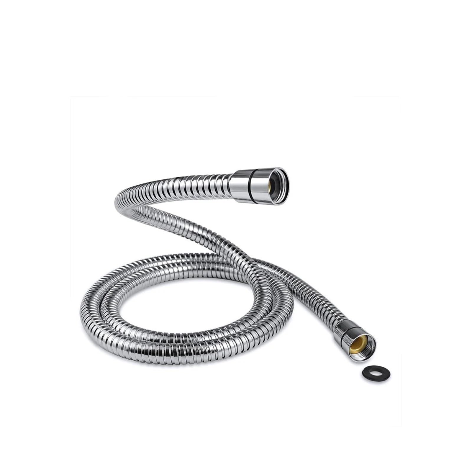 WAJJWI Shower Hose Shower Hose 8mm Large Bore Stainless Steel Chrome Shower Hose Replacement Leakproof & Anti-Kink(1.5M)