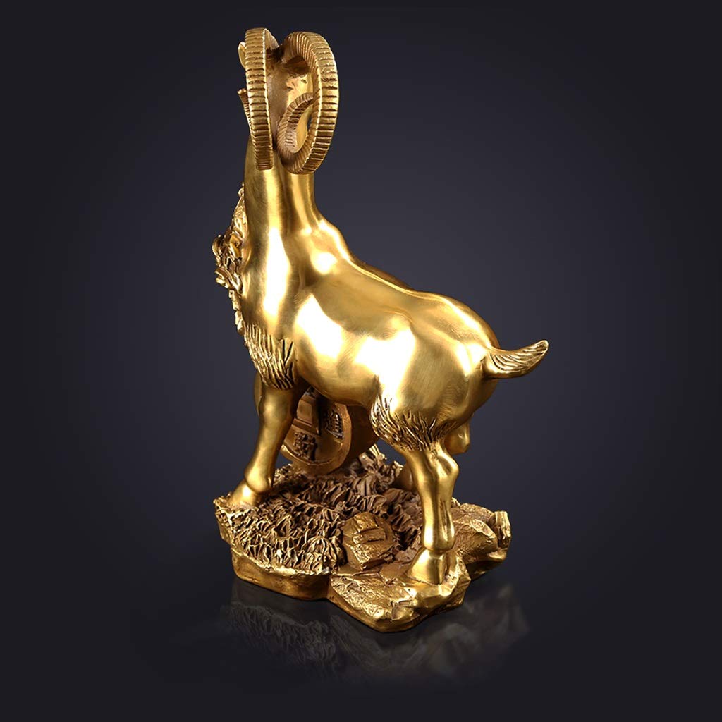 Statua Cinese Feng Shui Scultura Feng Shui Statua di Pecora in Rame Puro Che calpesta lingotti Artigianato Accessori per la casa Arredamento Regali Statua di ricchezza