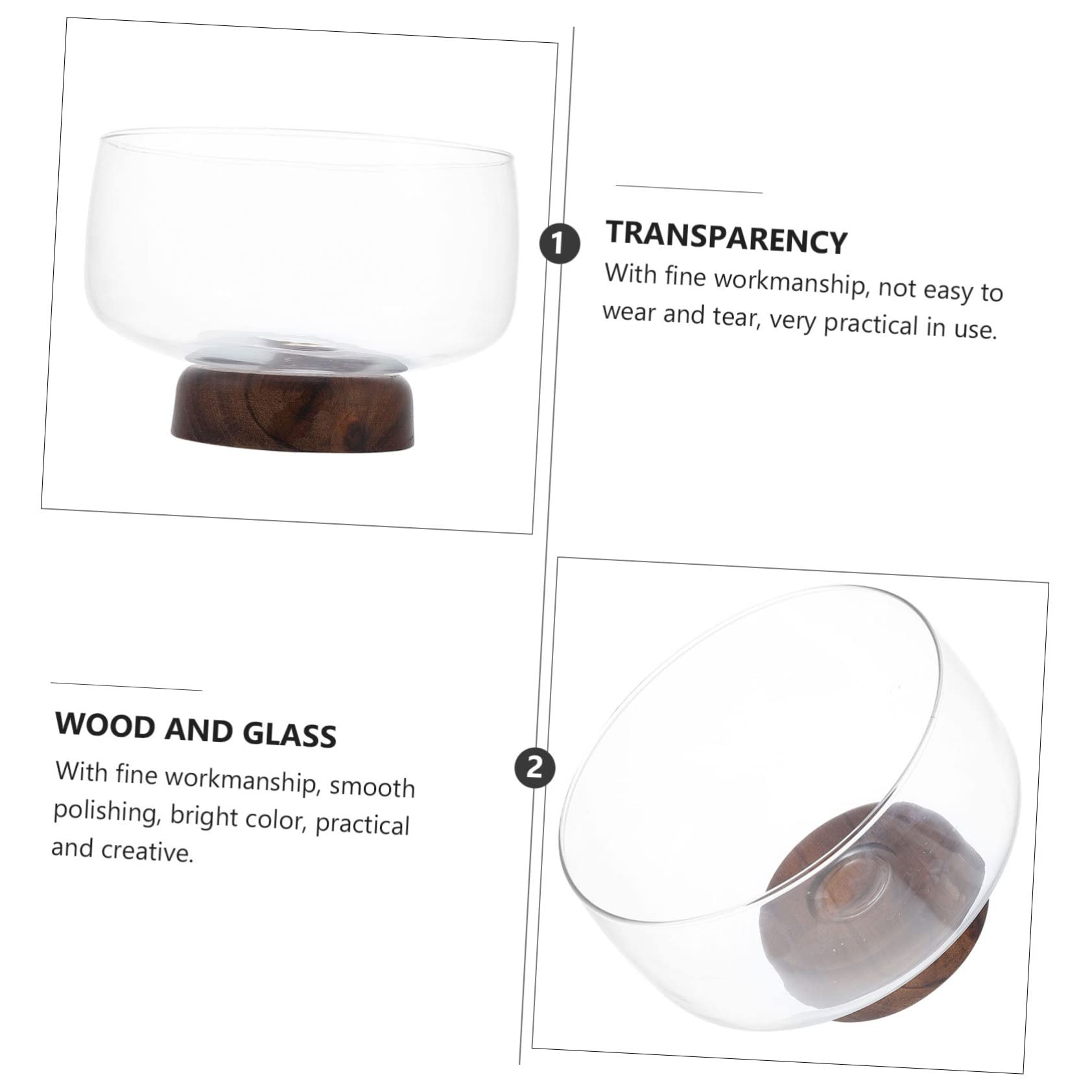 Didiseaon Frutero Transparente de Vidrio y Madera, 3500ml, Alto | Acabado Fino, Uso Multifunción, 3500ml de Capacidad, Pieza para Fruta y Refrigerios