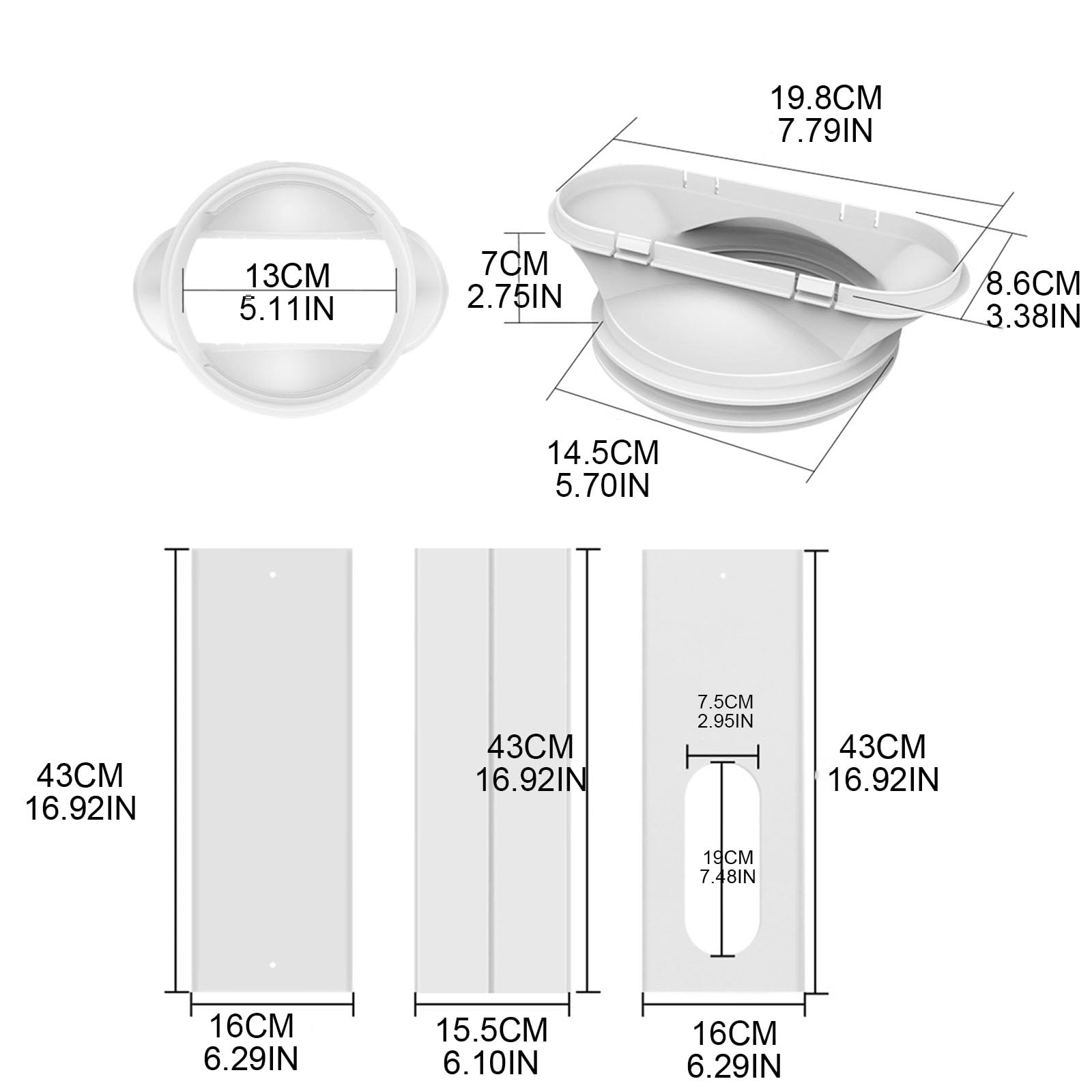 Kit de placa deslizante de ventana ajustable para aire acondicionado portátil, kit de ventilación expandible con manguera de escape, accesorios de aire acondicionado para una fácil instalación, aire