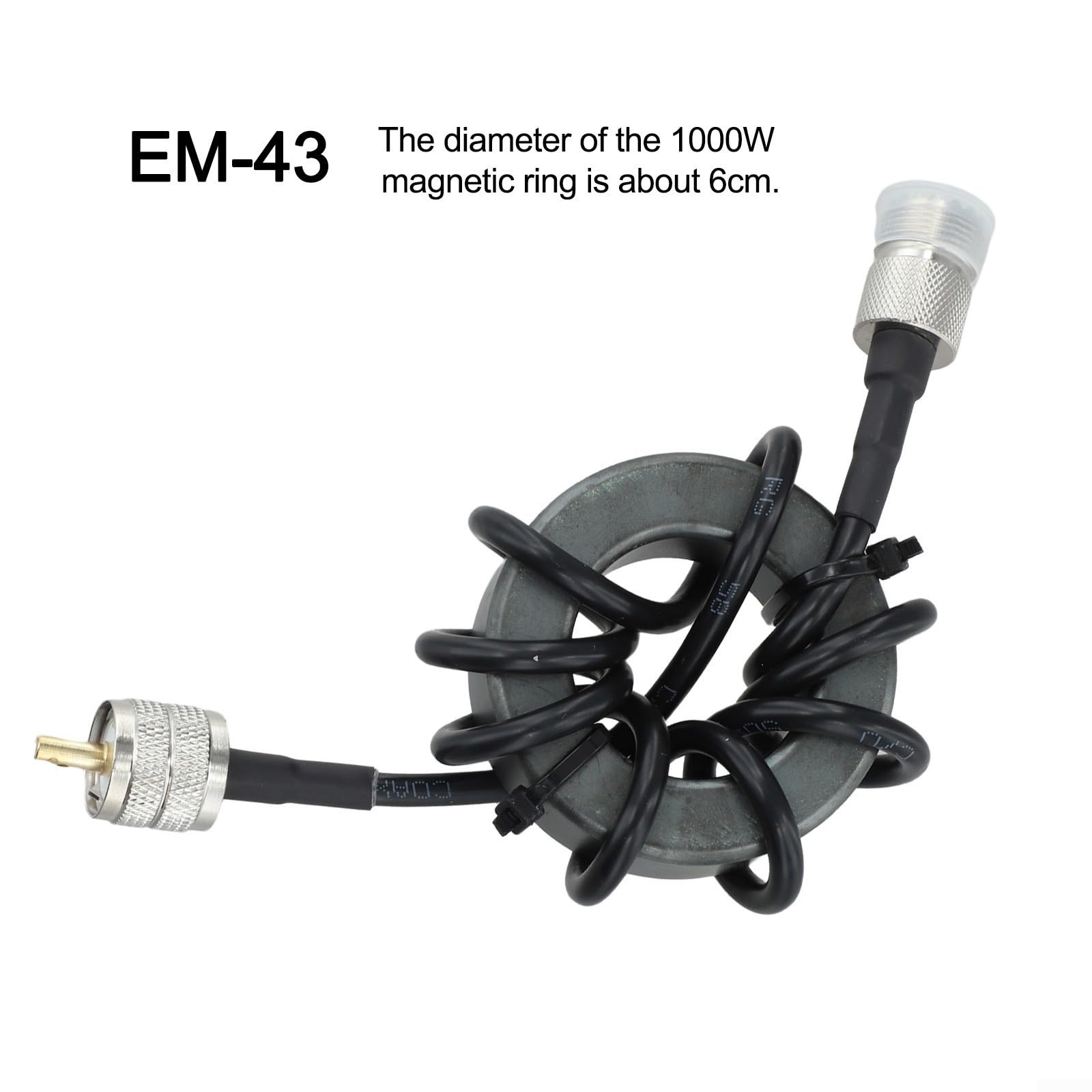 Anillo de bobina de estrangulador de onda corta 1.8-30MHz para radio HF, Balun de corriente antiinterferencia 1:1 con interfaz macho-hembra M, modelo EM-43 para estación de jamón (EM-43)