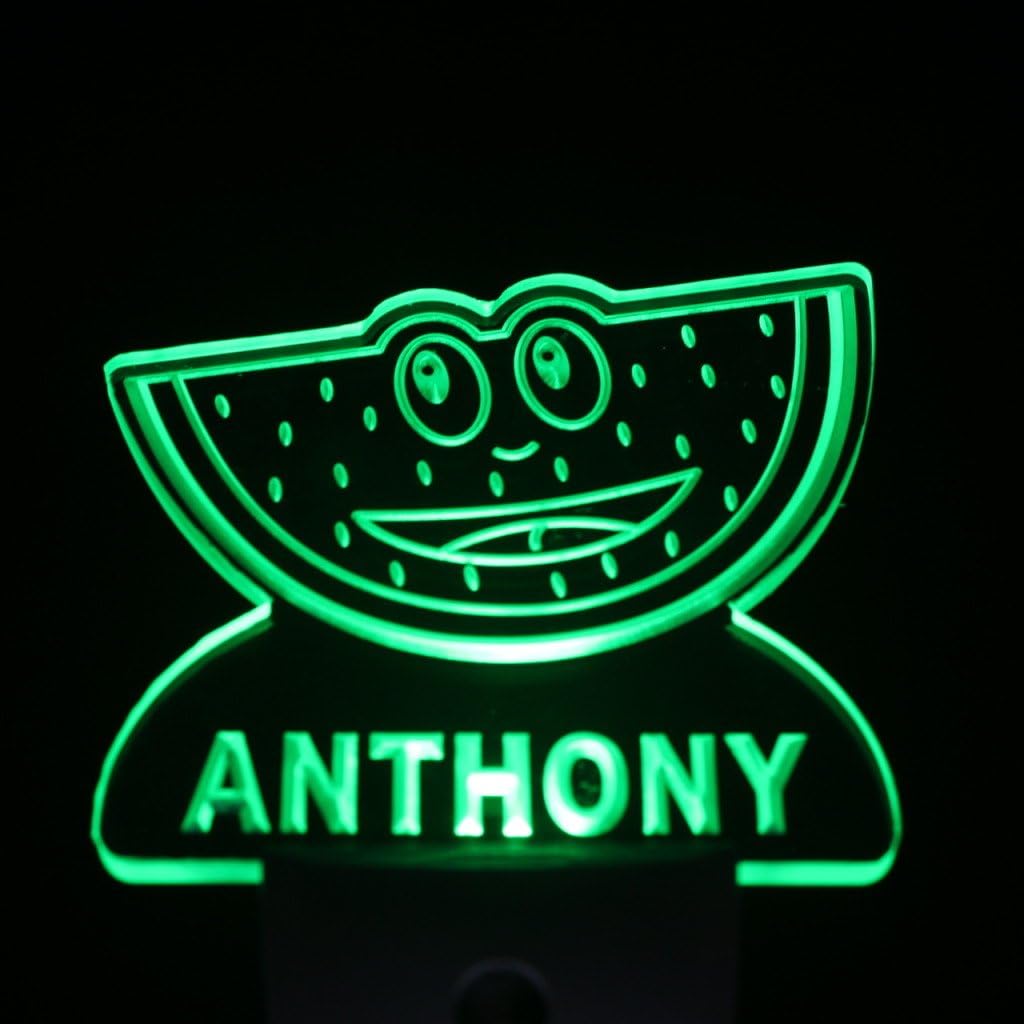 ADVPRO ws1049-tm Watermelon Personalized Night Light Baby Kids Name Day/Night Sensor LED Sign