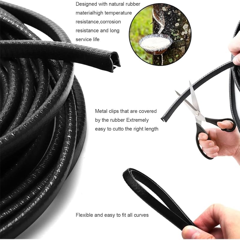 Car Door Edge Guards Black for Ford F150 2021 2022 2023 2024 2025, Car Guards Protector, Rubber U-Shaped Automotive Trim, No Glue Required,10m