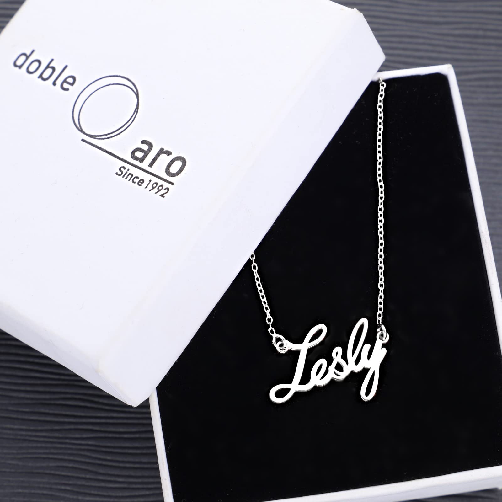 Collar con Nombre Personalizado - Plata de Ley 925/1000 para Mujer – Collar Artesanal con Cadena Ajustable - Hecho en España (Modelo Évora, Plata de Ley)