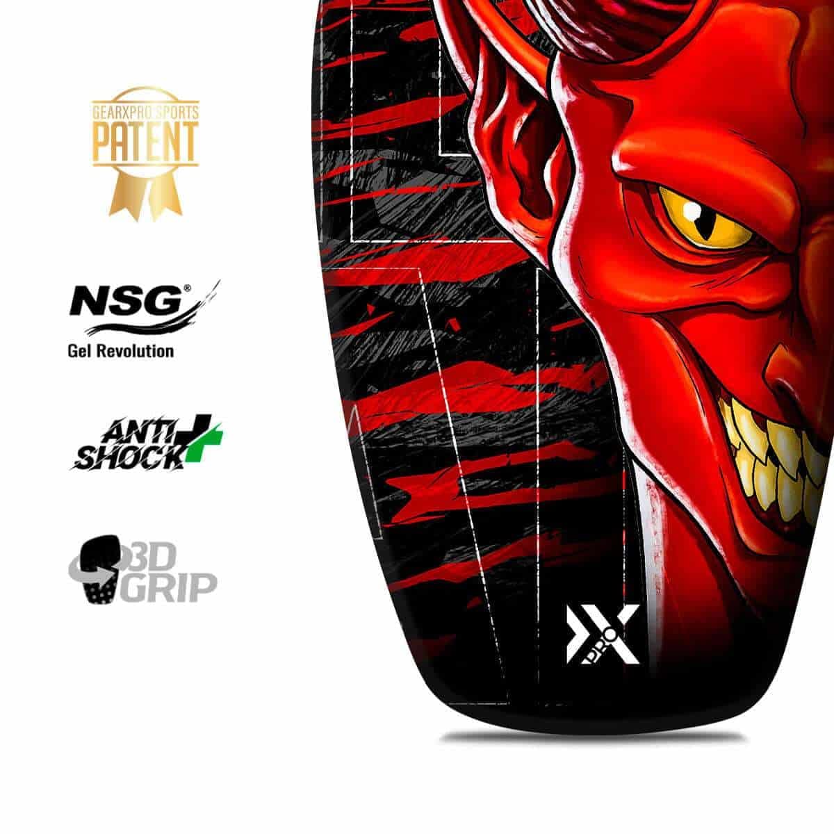 Flex-GXPro - Protège-Tibias Flexibles - Protection Maximum +20% - Ultra léger 55 grammes - Diable - Taille M