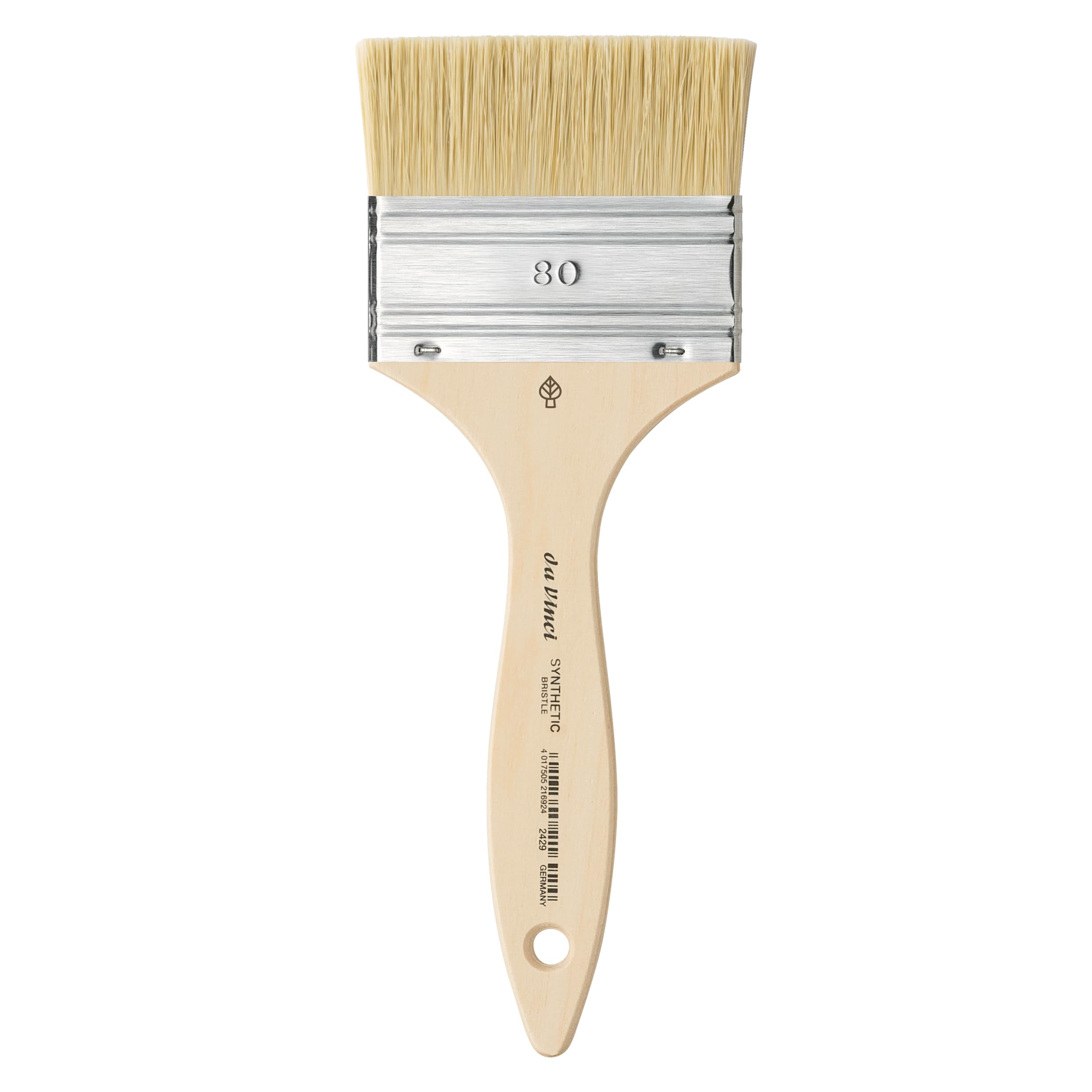 da Vinci, SYNTHETIC BRISTLE, artist's bristle brush, elastic synthetic bristles, for acrylic, oil & tempera, paper, canvas, wood & textiles, wooden handle, vegan, made in Germany, wide, size 80