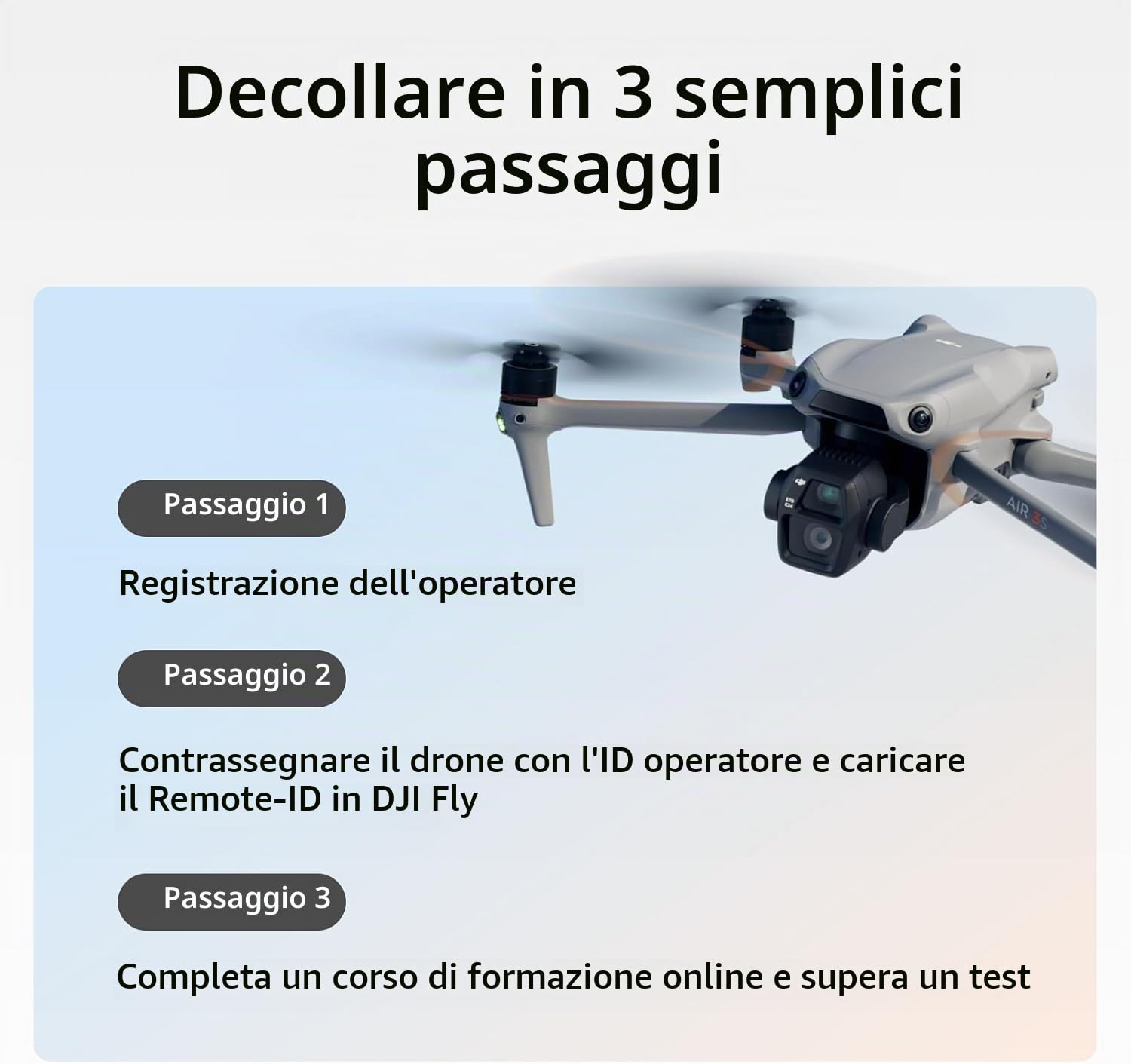 DJI Air 3S Combo Fly More (RC 2 con schermo), drone con fotocamera grandangolare CMOS 1" e teleobiettivo medio per adulti, 4K/60fps, rilevamento omnidirezionale e 3 batterie per volare più a lungo