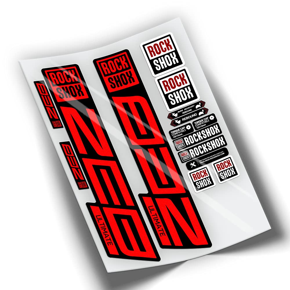 REF:VP446 Stickers compatible with Rock-Shox ZEB ULTIMATE 2021,2025 MTB fork, stickers, stickers, stickers, vinyls for mountain bikes. (FLUOR RED)