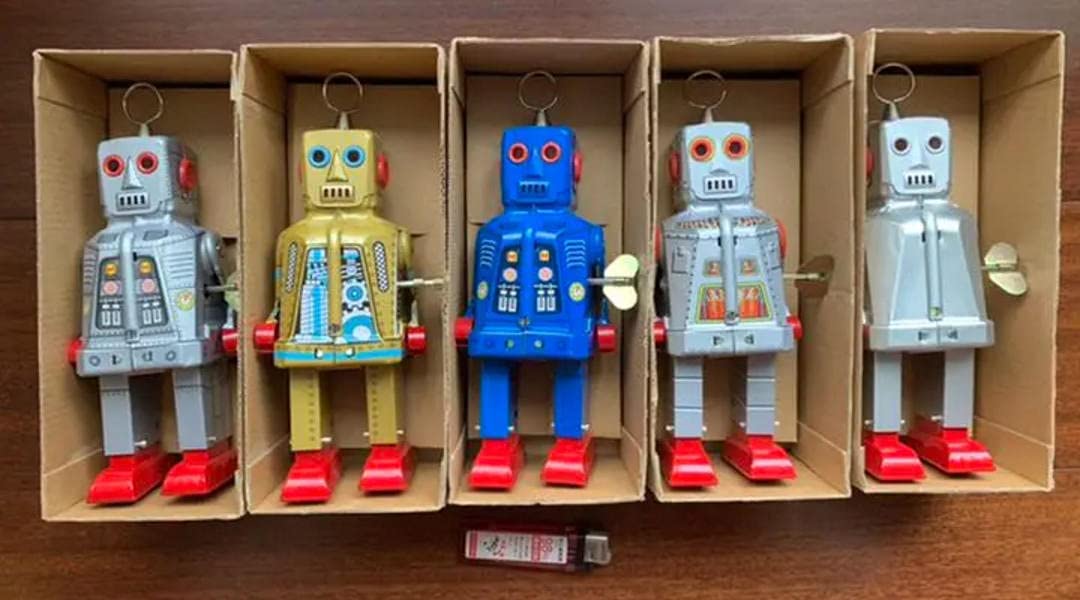 Amazon.co.jp: KEY WOUND MOTOR スペースロボット 5体セット ブリキ