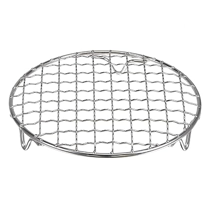 HARFINGTON Round Cooking Rack, 6-inch Stainless Steel Cross Wire Barbecue Grill Net Racks Steaming Cooling Barbecue Rack Cooking Grid Grill Rack with Legs for Cooking Baking Steaming BBQ