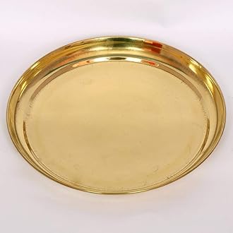 Skywalk Handmade Brass Puja Thali/Pooja Plate (Gold, 8 Inch)