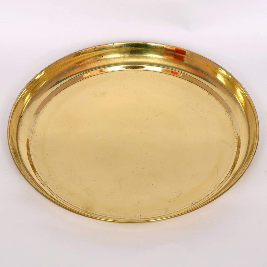 Skywalk Handmade Brass Puja Thali/Pooja Plate (Gold, 8 Inch)