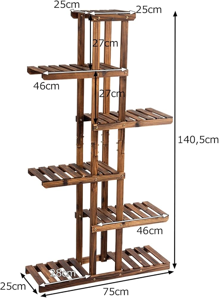 Supporto per piante in legno a 6 ripiani - Scaffale per fiori