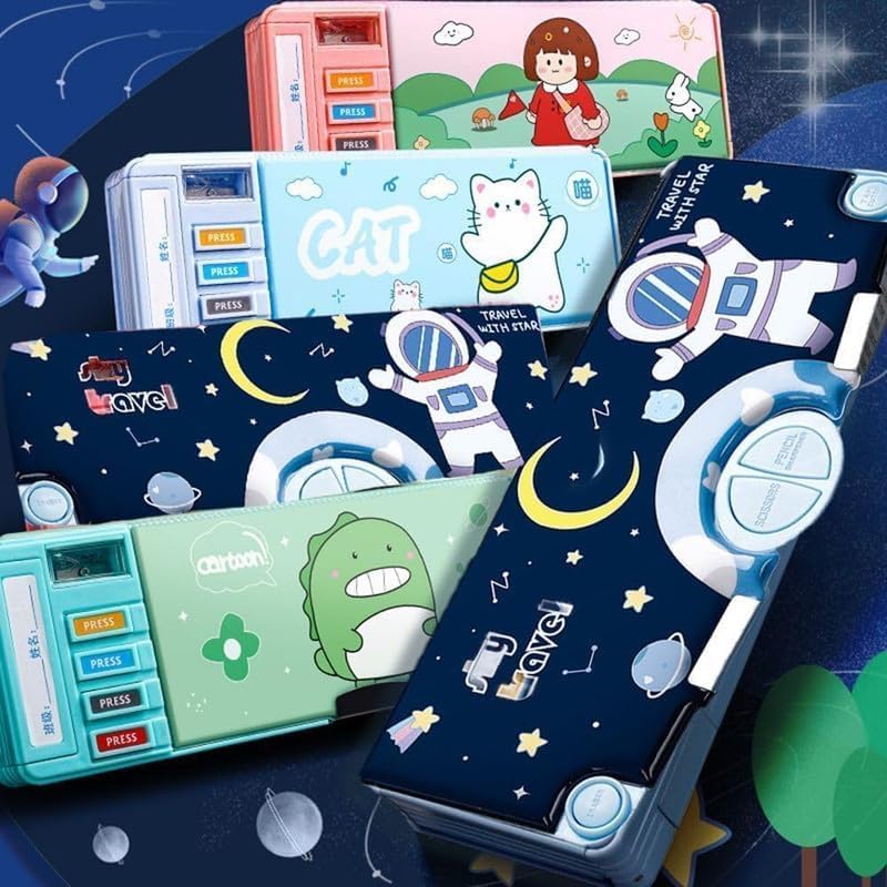 Image of Discover Unicorn Pencil Box for Kids, Magnetic Pencil Case for Girls Pop-Up Cases of Cute Pencil Box Perfect Gifts for Kids & Students Button Pencil Box for Girls for School