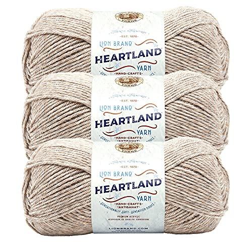Image of Lion Brand Yarn Heartland Yarn, Worsted-Weight Yarn for Knitting, Crocheting, and Crafting, 3 Pack, Grand Canyon