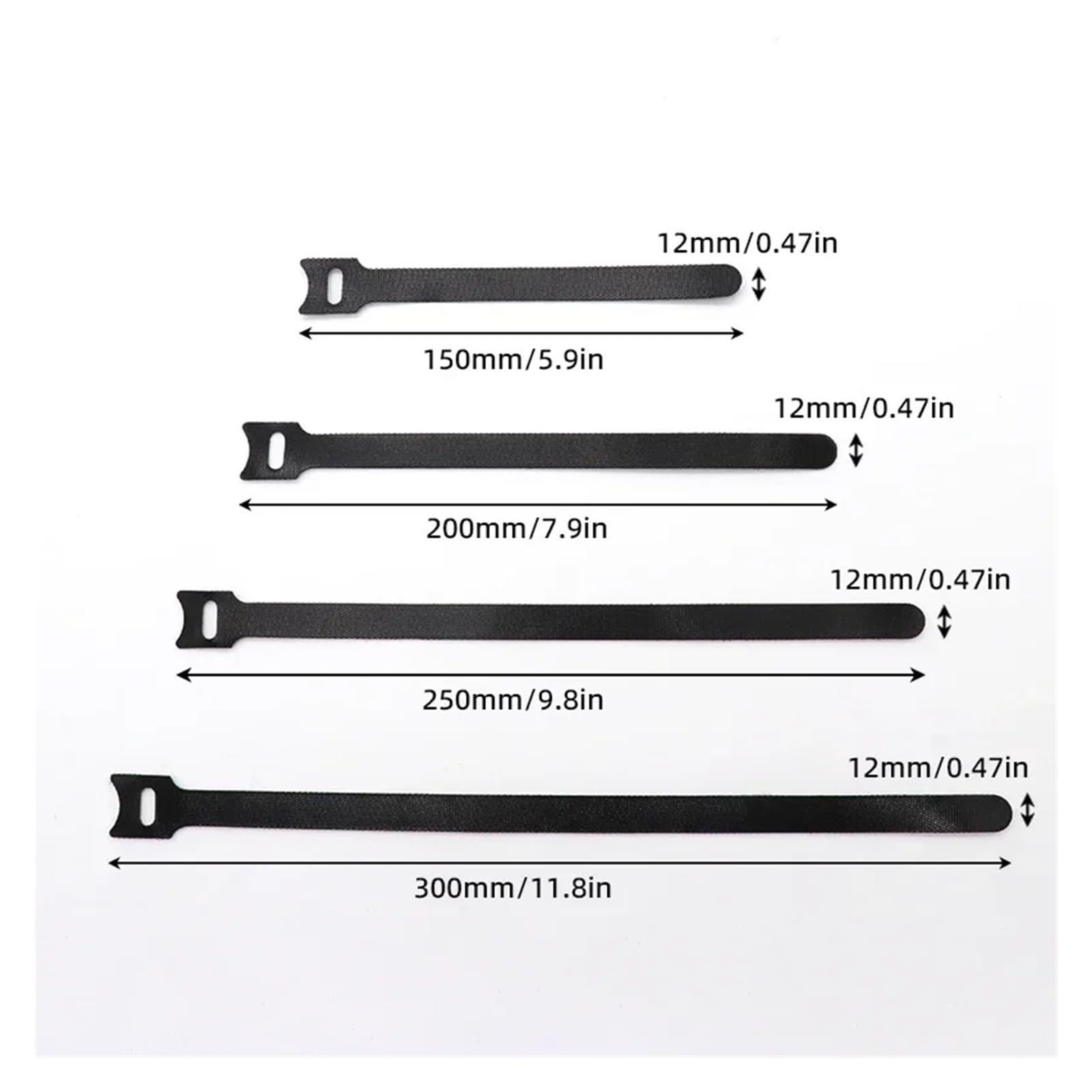 Fascette for cavi rilasciabili Organizzatore di Nero 15 20 25 30 cm Cinghie con gancio in nylon Avvolgere zip Fascio Fasciatura Cravatta Chiusura in plastica(300 pieces,300mm)
