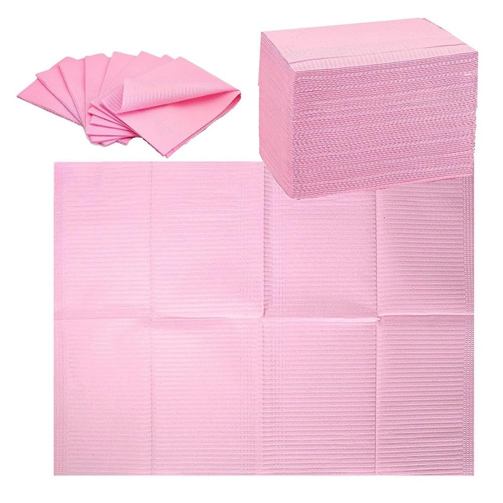 125 toallas de mesa desechables para decoración de uñas, 13 x 17 pulgadas, de papel impermeables para decoración de uñas, almohadillas limpias para tatuajes rosa