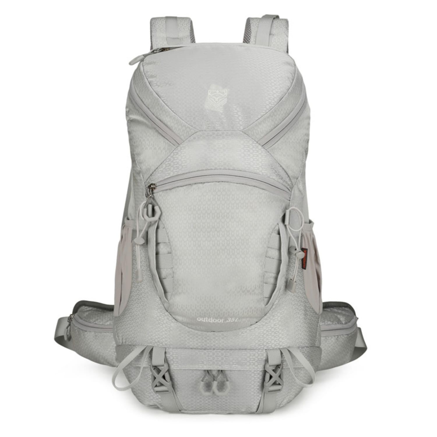 Padded Shoulder Straps Structured Hiking Backpack Front Zippered Pocket Water-Repellent Backpack Side Pockets Outdoor Gear, Light Grey-image-29