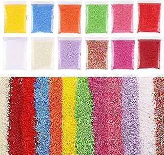LOKIPA SlimeFoamBall Beads,12PacksofColorfulStyrofoamFoamBallswith0.1-0.18inch(2.5mm-4.5mm) forArtsandDIYCraftsSupplies