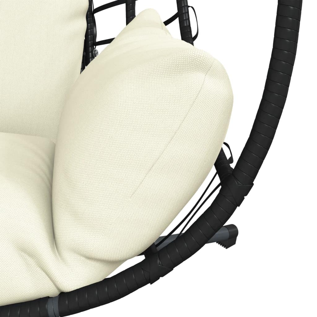 Genérico Silla Colgante Huevo con Soporte ratán y Acero Beige, Balancines de jardín Beige,4007411