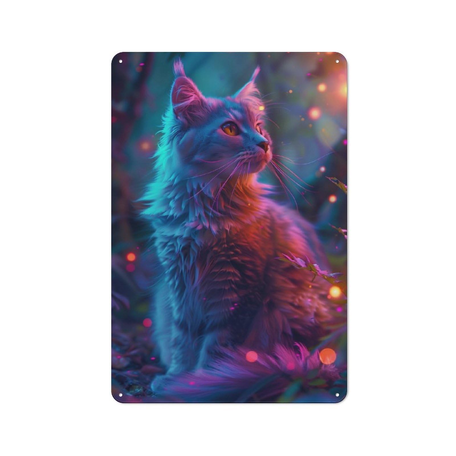 Junmoney Magical Cat Retro Tin Sign 30X20cm For Workshop Wall, For Collectors Of Retro Metal Wall Decor