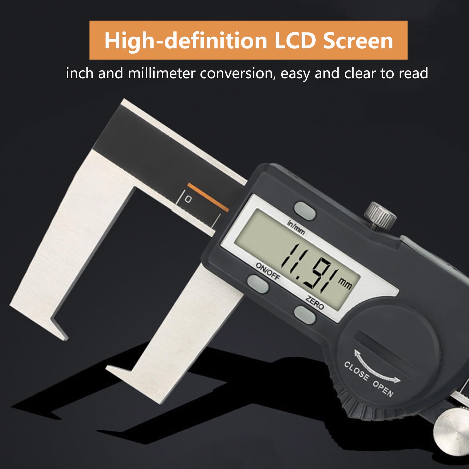 Calibre Digital de Ranura Exterior,Pie de Rey Digital de Acero Inoxidable con Pantalla LCD,Profesional Herramienta de Medición de Calibrador con Transmisión USB,Impermeable IP54,200mm/8in