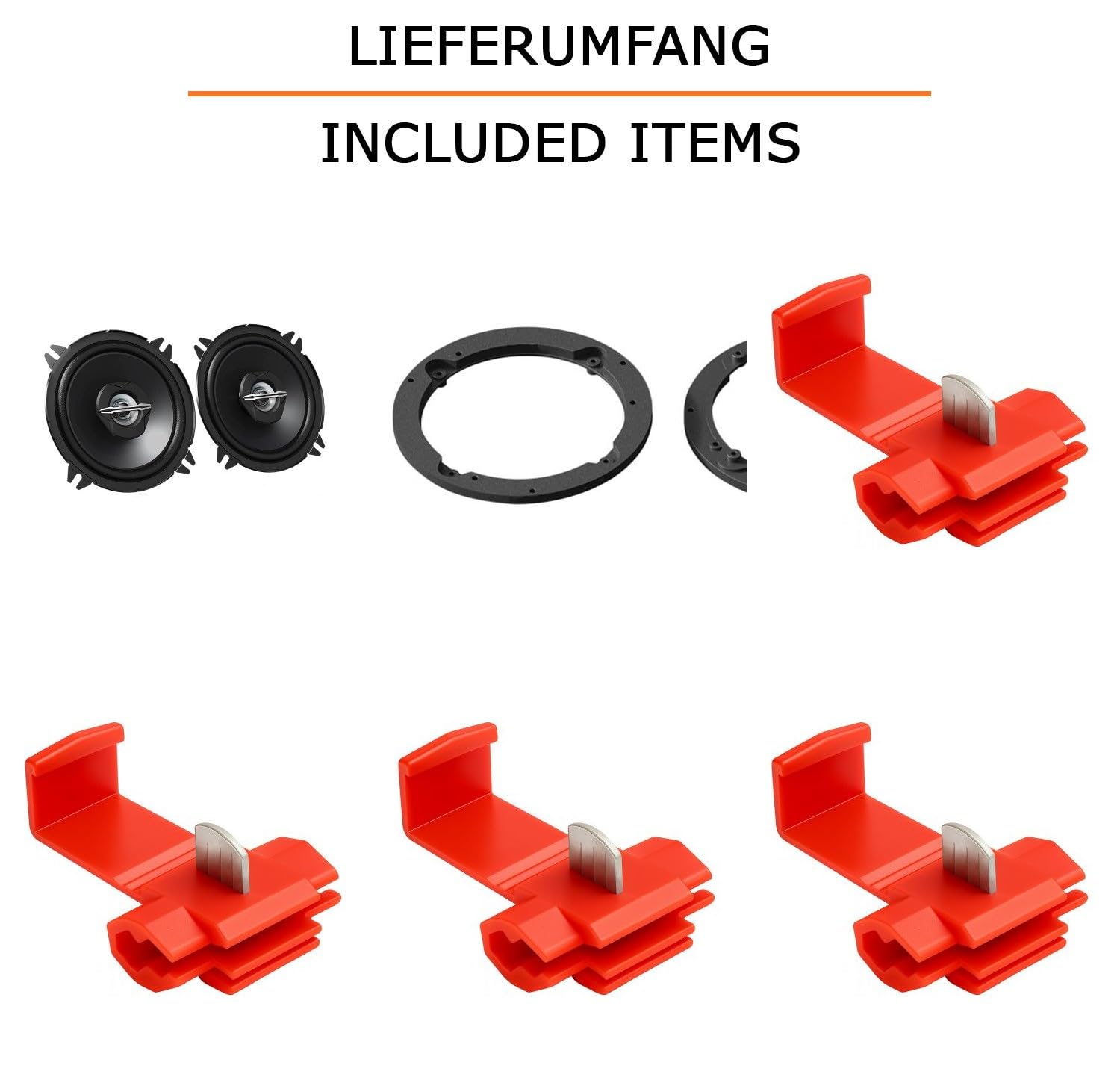 Lautsprecher Boxen Einbaupaket für JVC CS-J520 kompatibel mit Mazda Demio vorne | 2X Tief-Mitteltöner mit integriertem Hochtöner 250W MAX