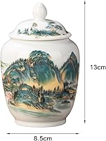 Vista 2 de Fenteer Jarrón de jengibre de cerámica multiusos decorativo con tapa, tarros de porcelana asiática para decoración del hogar, encimera, arreglo