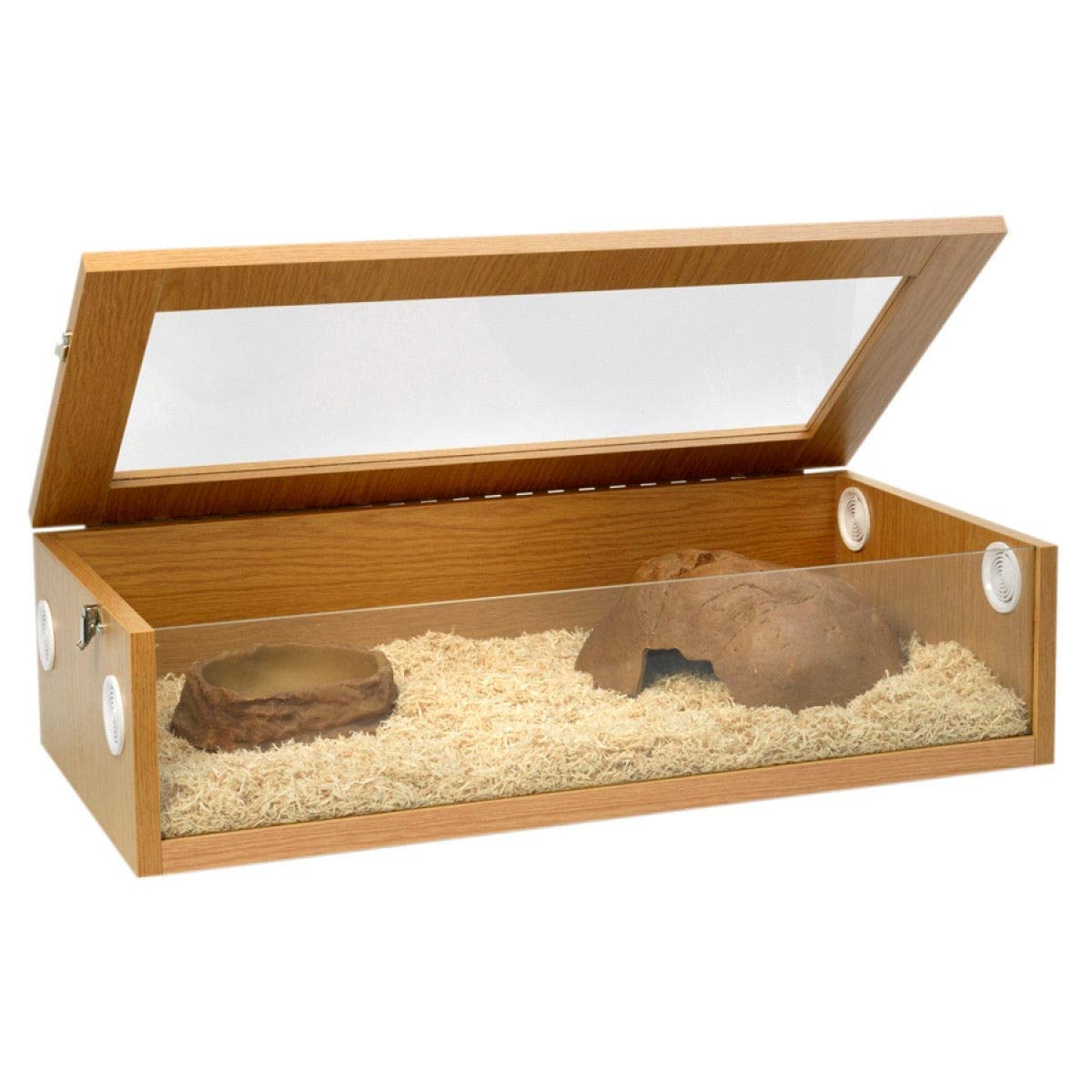 HabiStat - Oak Terrainium - L76 x D38 x H20cm (30 x 15 x 8) - Tall Reptile Enclosure - Easy Access - Simple Set Up - Glass Terrarium - Reptile Accessories