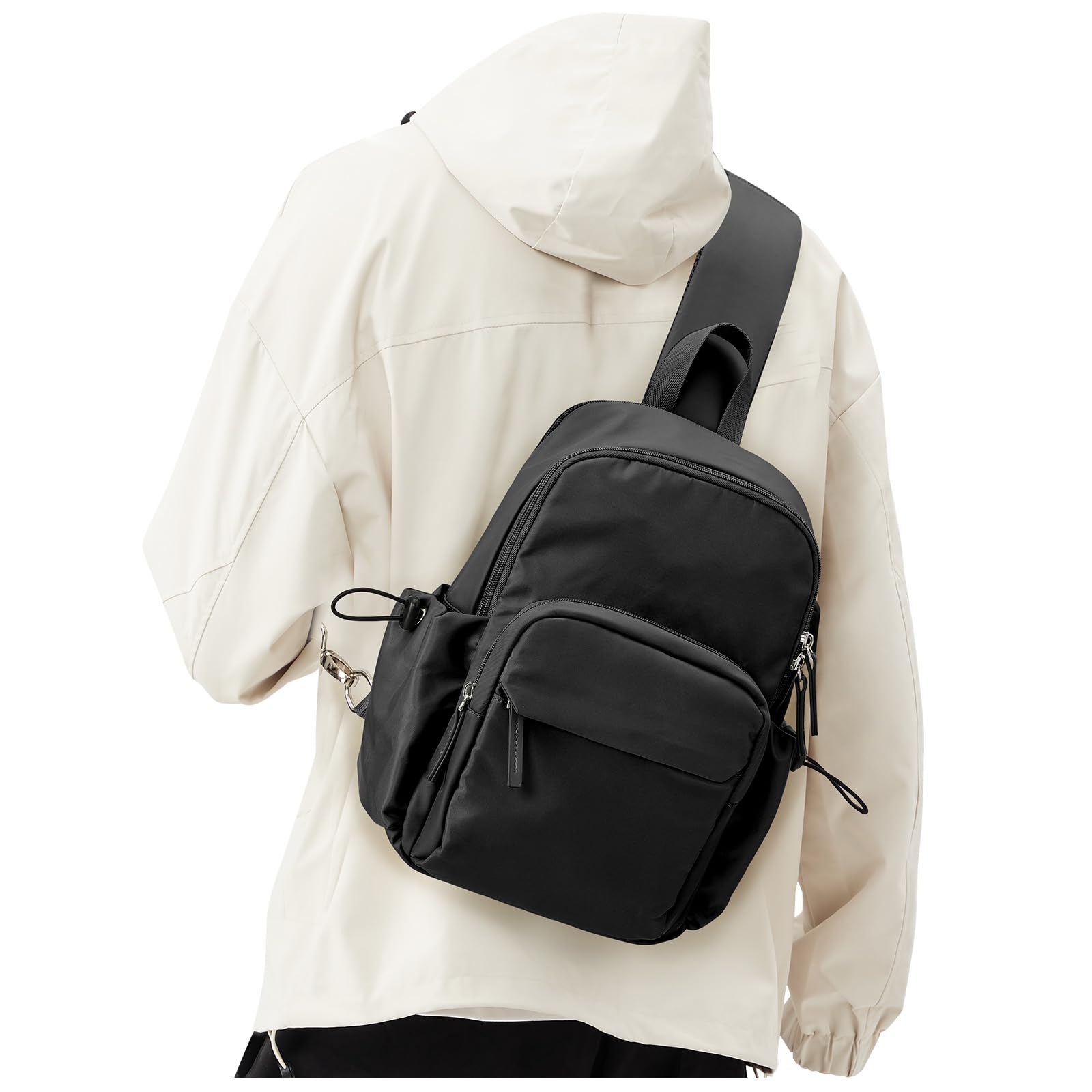 Crossbody Sling Backpacks Sling Bag for Men Women, Small Shoulder Backpack, Anti Theft One Strap Motorcycle Backpack, Mini Tactical Chest Bags Daypack for Casual Travel Hiking Gym Outdoor Sports Black