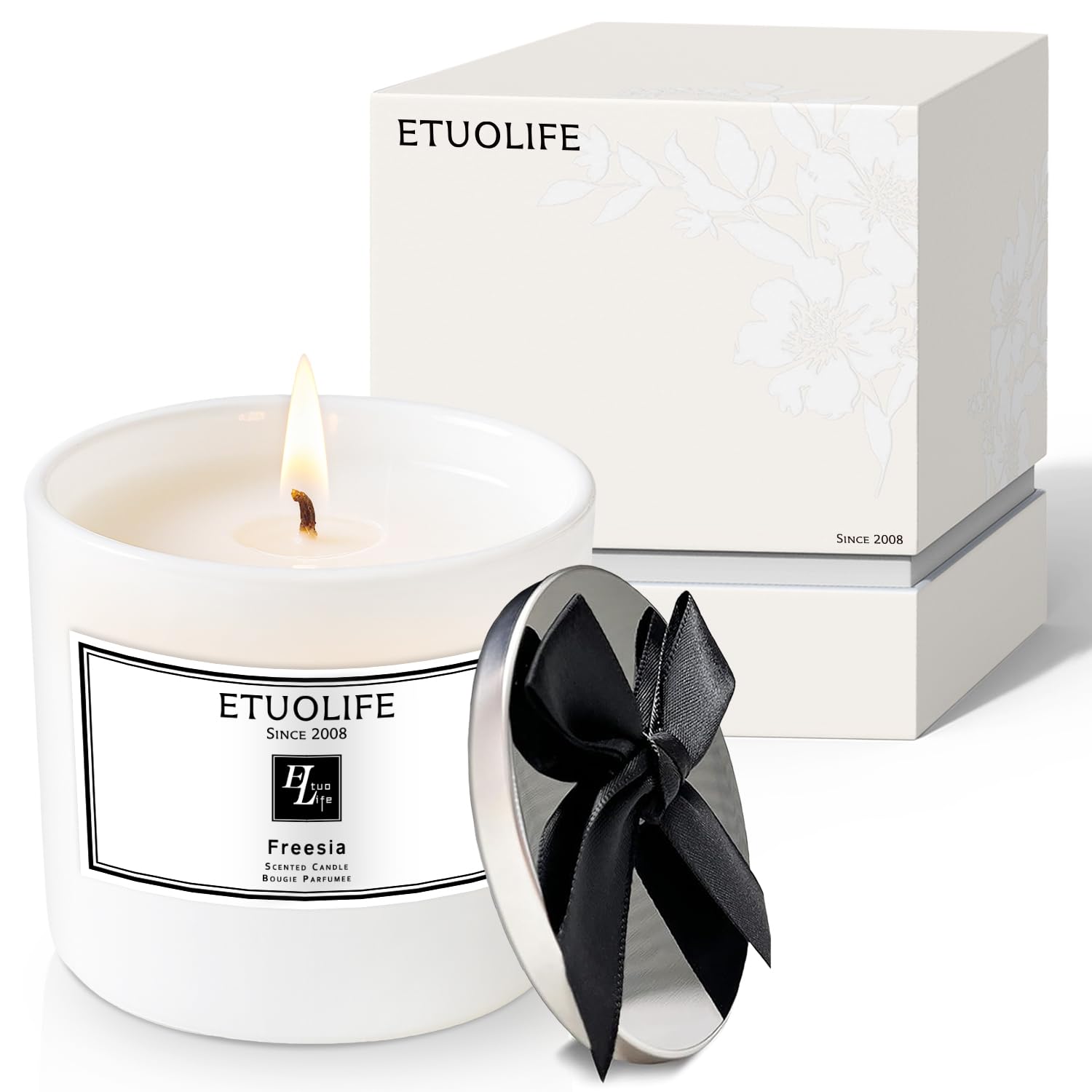 Bougie Parfumée En Pot Avec Parfums Naturels Préférés – Cire De Soja De Qualité, Mèche En Coton Sans Fumée, Longue Durée De Combustion De 35 Heures, Couvercle De Luxe Inclus Dans Un