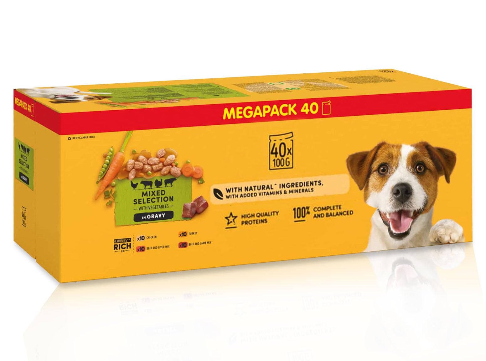 Fizporium Mixed Selection Pouches in Gravy - Adult Wet Dog Food With Chicken, Turkey, Beef and Lamb Max, Beef and Liver Max (40 x 100g)
