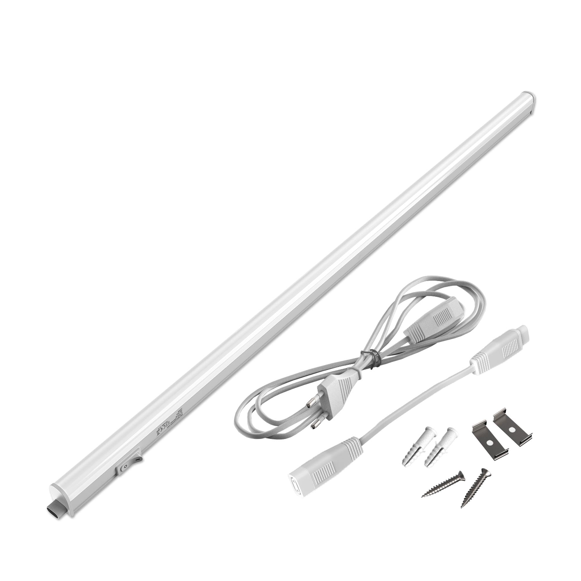 BRILONER - LED Leiste mit Ein/Aus-Schalter, neutralweiße Lichtfarbe, inkl. Steckerkabel, Unterbauleuchte Küche, LED Lichtleiste Küche, Schrankbeleuchtung, Küchenlampe, Lampe, 87,3x2,2x3 cm, Weiß