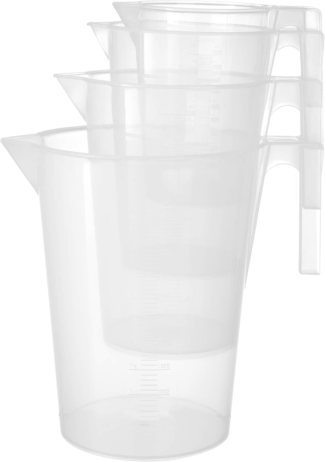 HENDI Measuring Jug with Scale, Stackable, Shatterproof, 1.0 L, Diameter 124 x (H) 170 mm, Polypropylene image 2