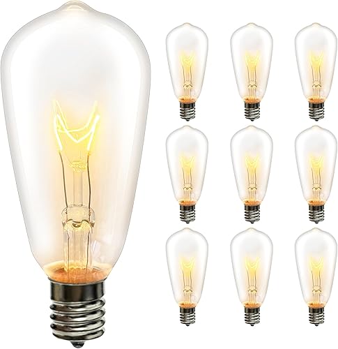 Paquete de 10 bombillas Edison ST40 de repuesto de bombilla de vidrio transparente, bombillas de base de tornillo E17 de 7 W para tira de luces al
