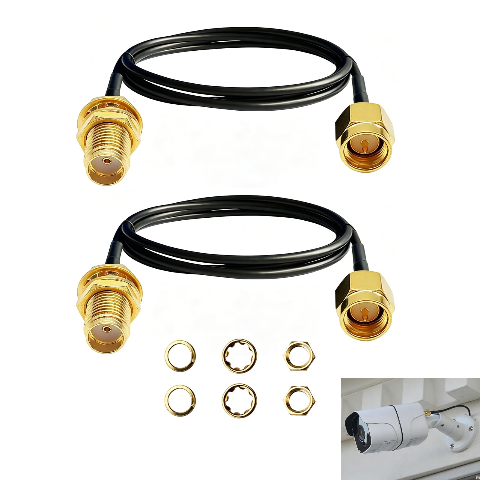 2 Stück SMA Kabel 30 cm Fensterdurchführung, SMA Verlängerungskabel auf SMA Buchse 50 Ohm Koaxial Verlängerung für WLAN 4G 5G LTE Router Außenantenne LoRa Gateway RF Signalübertragung ohne Bohren