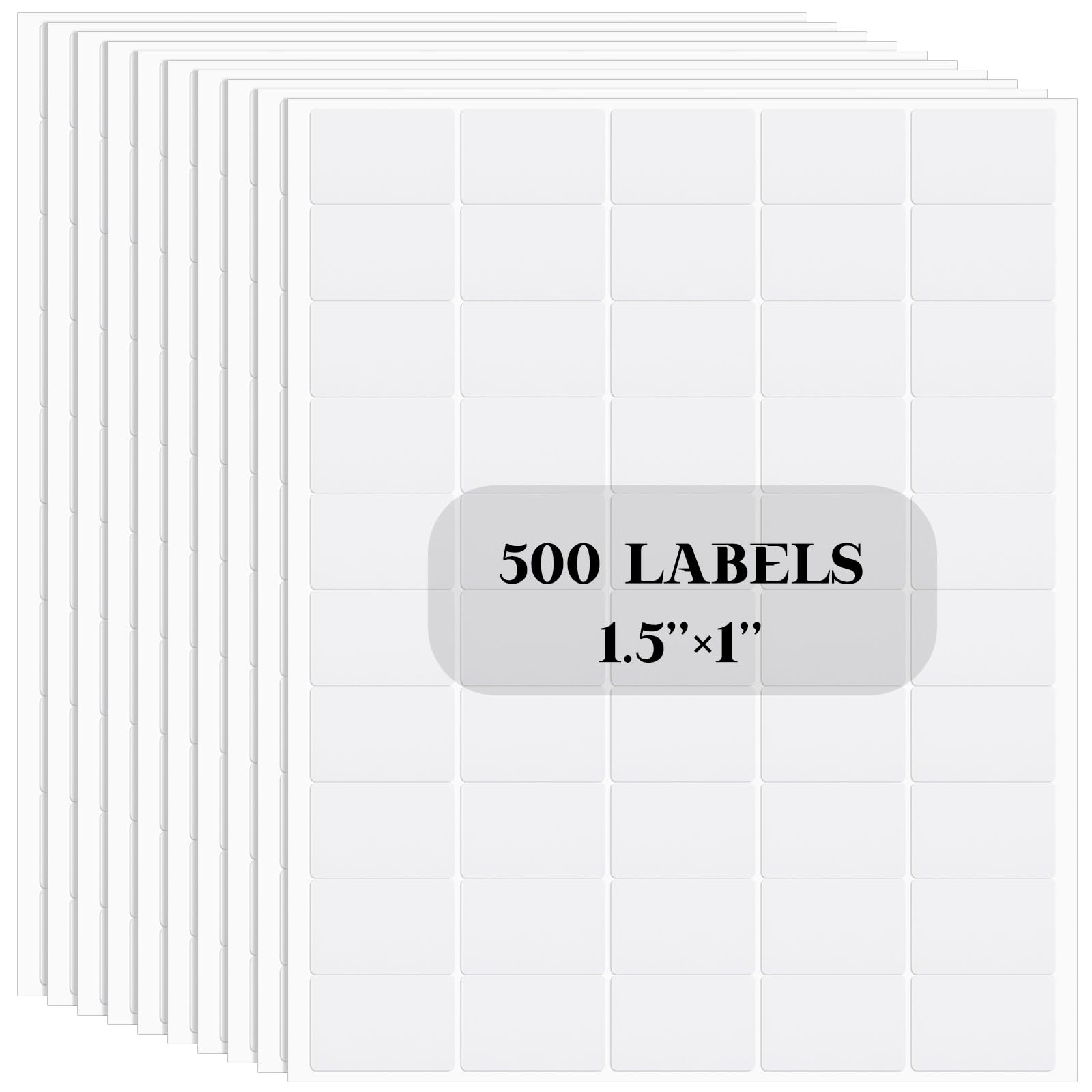Glenmal 500 Pcs White Labels Stickers 1.5 x 1 Inches Oil Water Proof White Labels for Inkjet Printer Bottles Jars Boxes School Office Kitchen