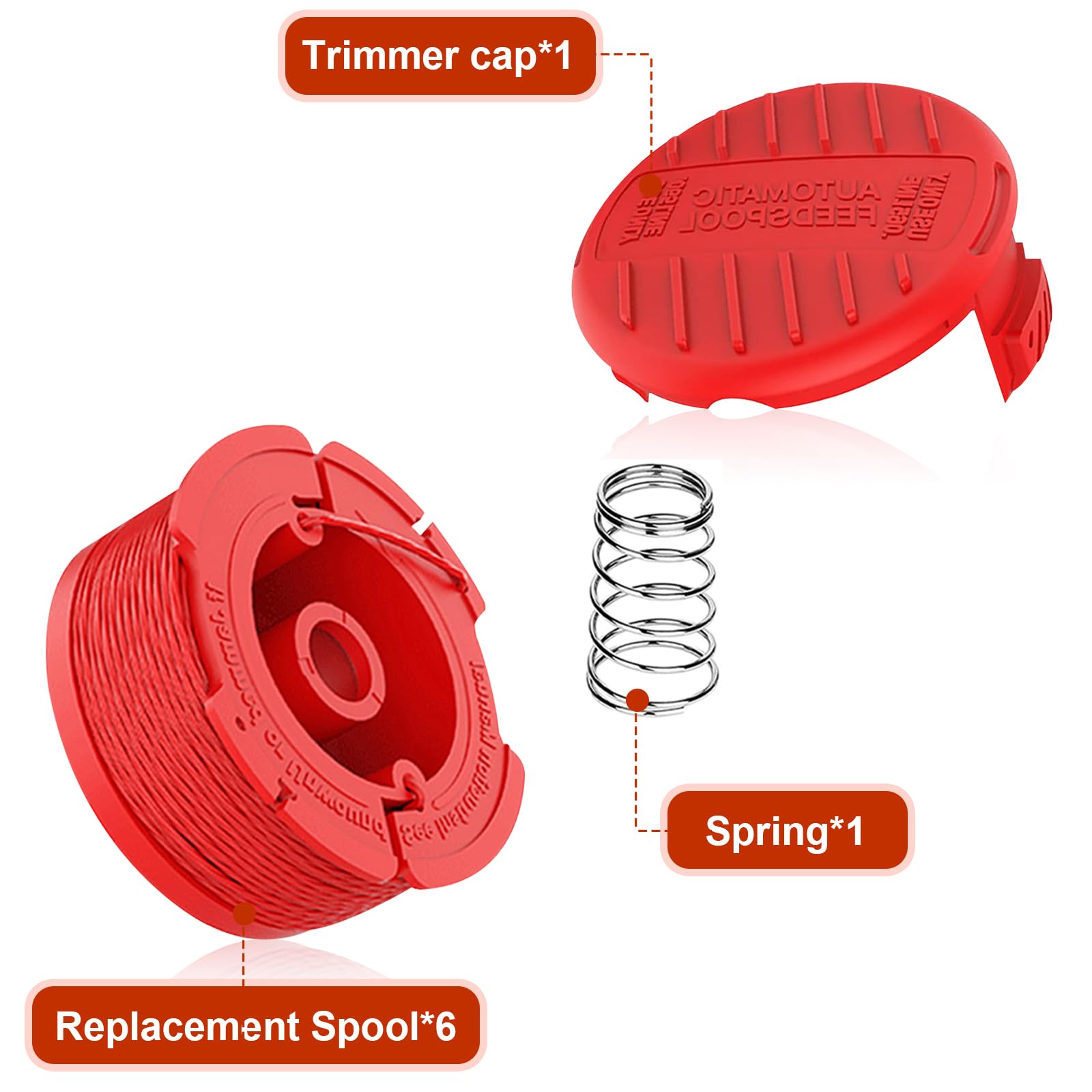 CMZST080/CMZST0803 Compatible con los modelos Craftsman: CMCST910 Series Craftsman, CMCST910M, línea de recortadora de cuerdas de 20 pies 0.08 pulgadas, línea giratoria, carrete de 6 líneas + 1 tapa +
