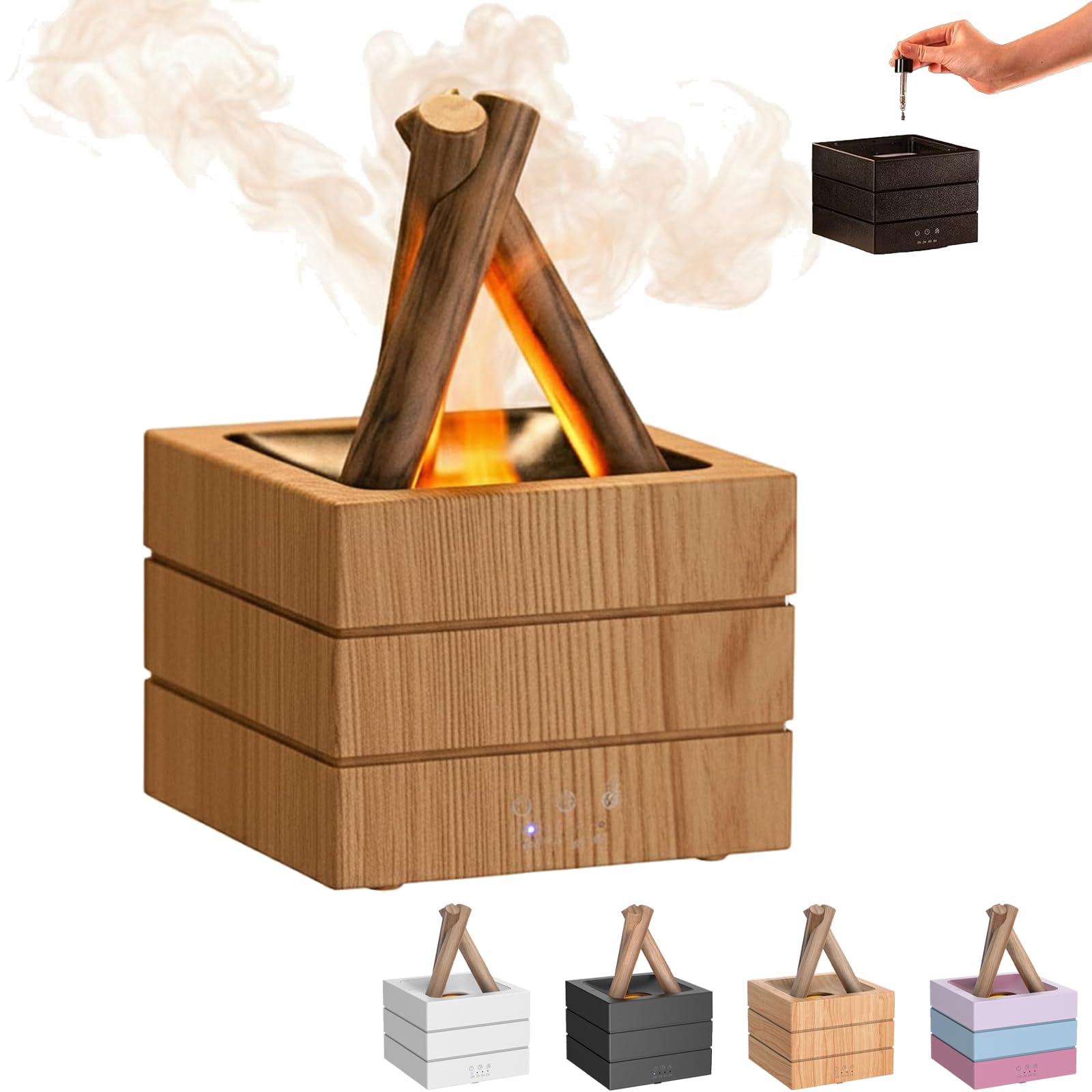 Flames dyfuzor olejków eterycznych, dyfuzor do aromaterapii, z 7 kolorami, lekki i zdalny, 280 ml, dyfuzor nawilżacza płomienia, do sypialni, biura, domu, automatyczne wyłączanie, lampka nocna