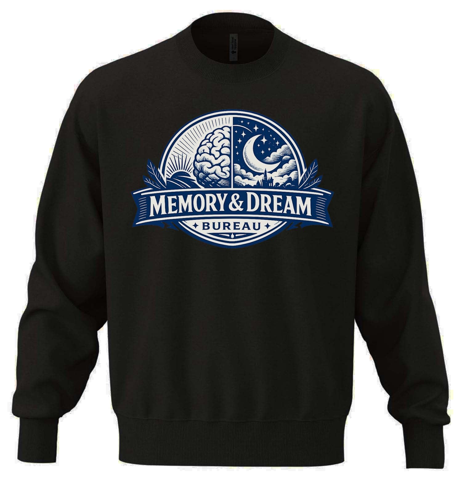 Kreatywny emblemat reprezentujący wspomnienia i marzenia unisex oversize mieszanka bawełny ciężka bluza czarna