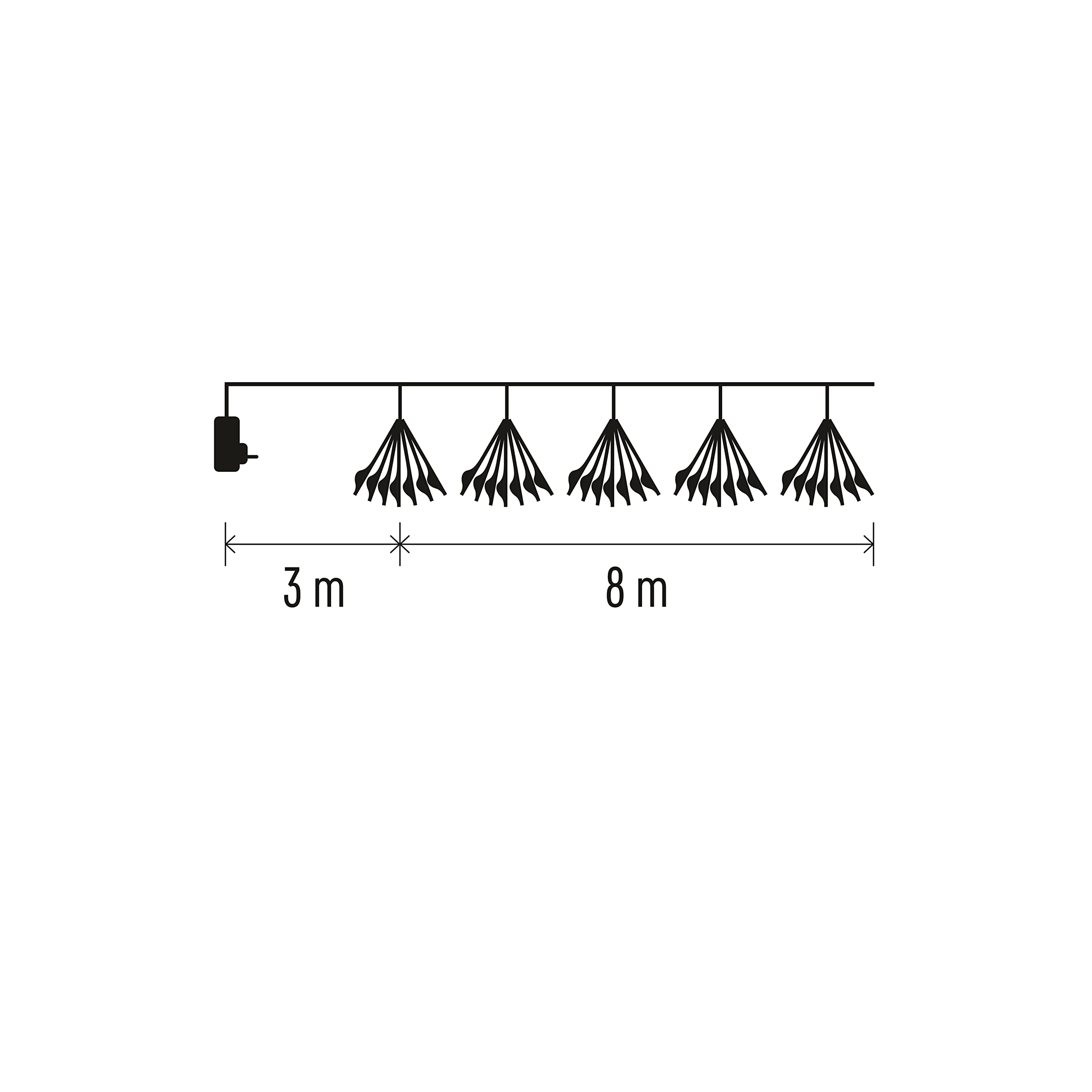 EMOS LED-Lichterkette kaltweiß für Innen, 8 m lange Feuerwerk Weihnachtslichterkette NANO, 6 Stunden Timer Funktion, Netzteil und Transformator, für Partys, Weihnachten, Deko