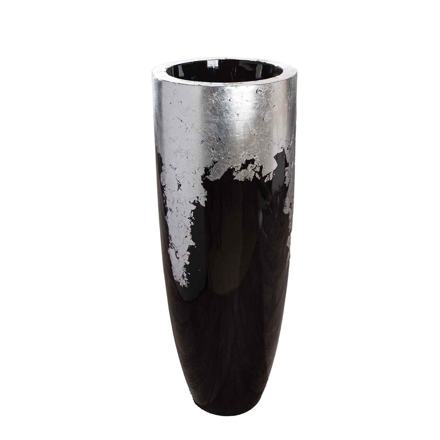 GILDE Decorative vase, Fibreglass, Black, Silver, Höhe 100cm